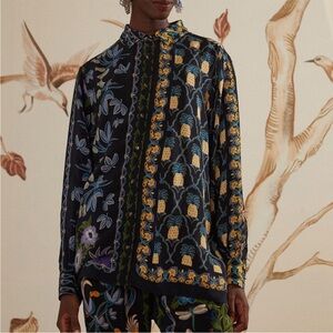 FARM Rio Black Winter Garden Button Down Shirt